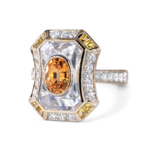 Art Deco Mandarin Garnet Cocktail Ring